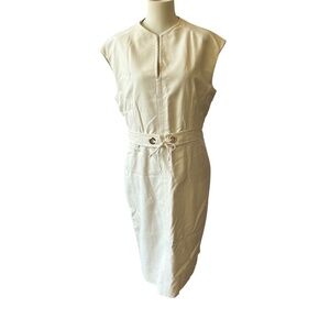 CARLISLE DRESS 12 IVORY PENCIL WAIST TIE DETAIL LINED SUMMER PARTY WEDDING GUEST